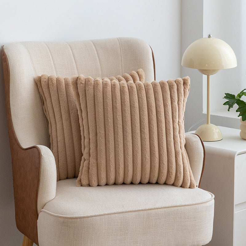 Nordic Light Luxury Faux Rabbit Fur Drawstring Pillowcase