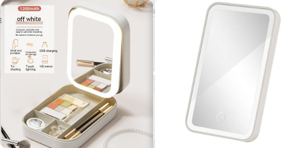 Makeup Storage Box With LED Light Mirror